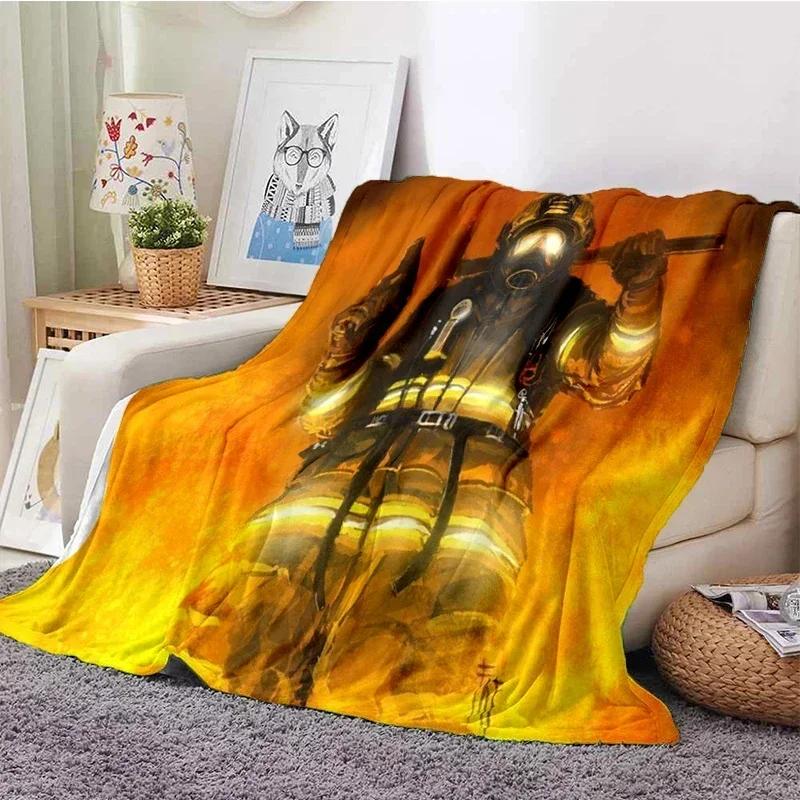 Throw Blanket Fleece Warm Cozy Soft for Couch Bed TV Firefighters Lightweight Fire Flannel hello kitty blanket coraline