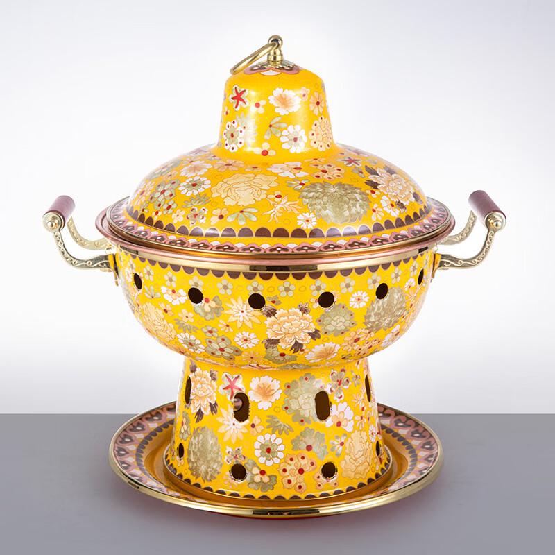 ZISIZ Cloisonné Copper Mini Hot Pot