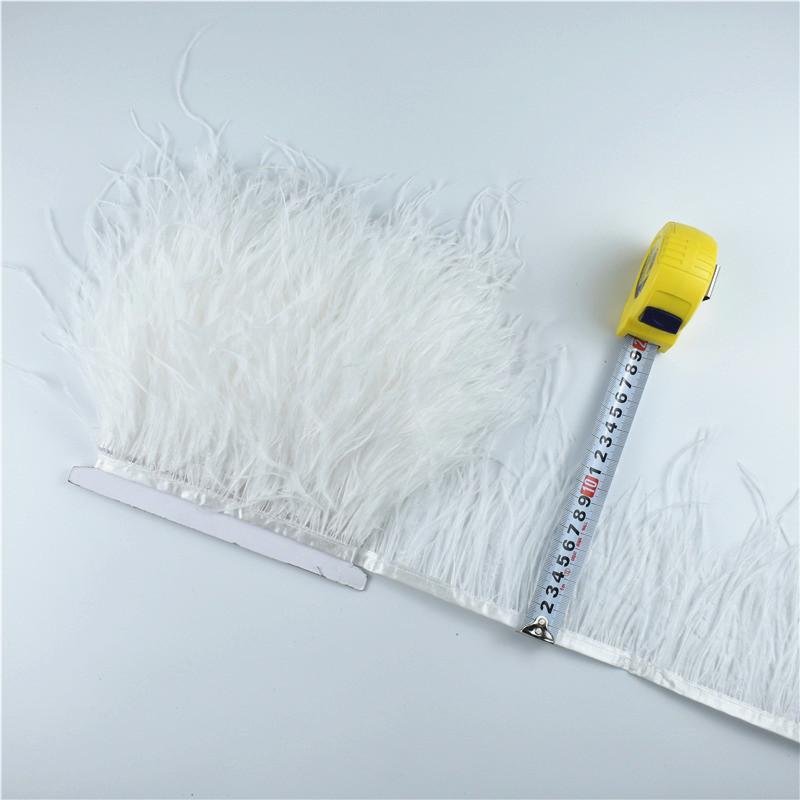 Feather1M 5M 10Meters Ostrich Feather Skirt Fringe Trims 10-15CM Ostrich Feather Ribbon Feathers for Crafts Wedding Feathers Decoration