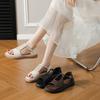 Good-looking French retro woven belt casual flat sandals women's summer new open-toe one-word belt Roman shoes