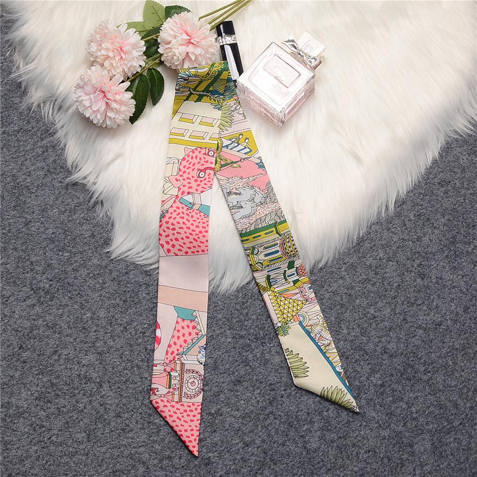 Jungle Leopard Real Silk Scarf Women Design Natural Mulberry Silk Scarf Foulard Hair Bag Scarves Neckerchief