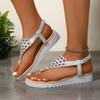 Women Summer Lightweight Wedge Sandals Out Clip Toe Thong Roman Sandals Hollow Comfortable Non Slip Beach Shoes Woman