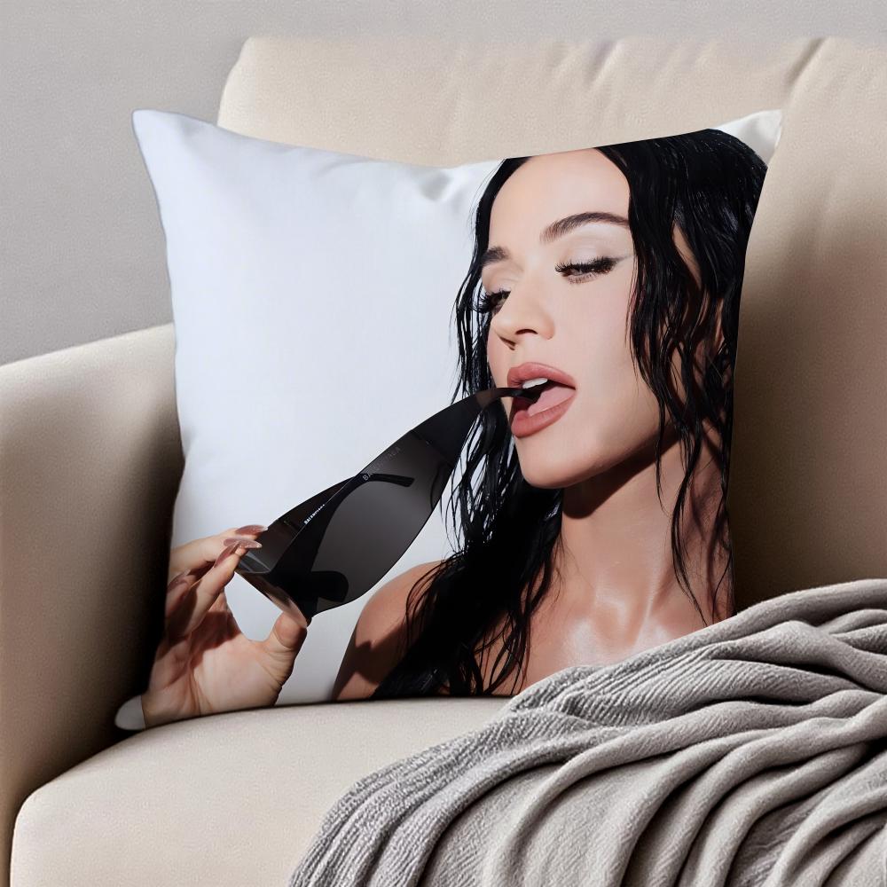Colorful Popsavvy Singer KKaty Perry Cushion Cover Pillowcase Antidustmite Invisible Zipper Short Plush Sofa Cushion