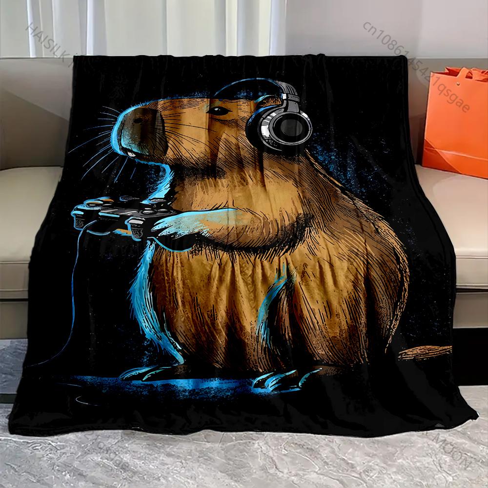 1PC Animal gaming with headphones Print Adult Children Warm Blankets Home Travel Car Soft Comfortable Suitable for all seasons