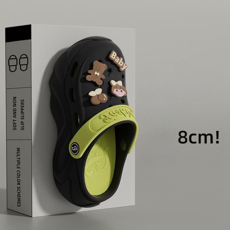 Разноцветные массивные сабо на платформе для женщин, лето 2024, пляжные сандалии с мягкой толстой подошвой, женские нескользящие тапочки на танкетке из ЭВА