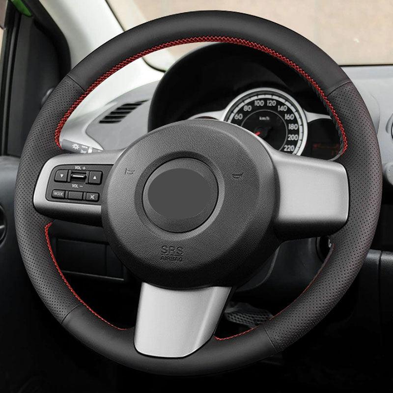 Hand Braid Car Interior Accessories Steering Wheel Cover Microfiber Leather Trim For Mazda 2 2007 2008 2009 2010 2011 2012