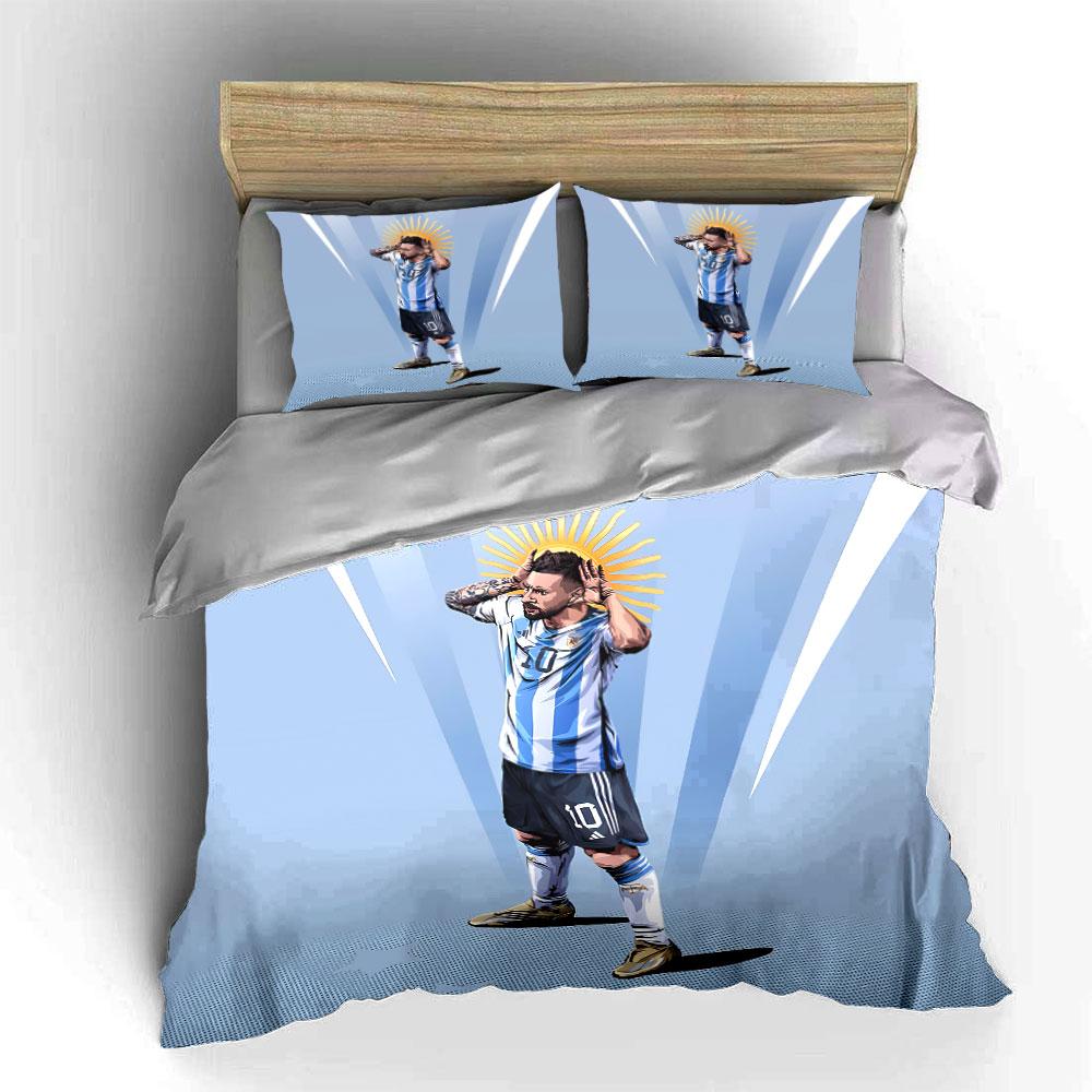 Soccer Player in Blue Stripes Bedding Duvet Cover Set Duvet Cover Pillowcases (1*Duvet Cover 2*Pillowcases, without duvet insert)