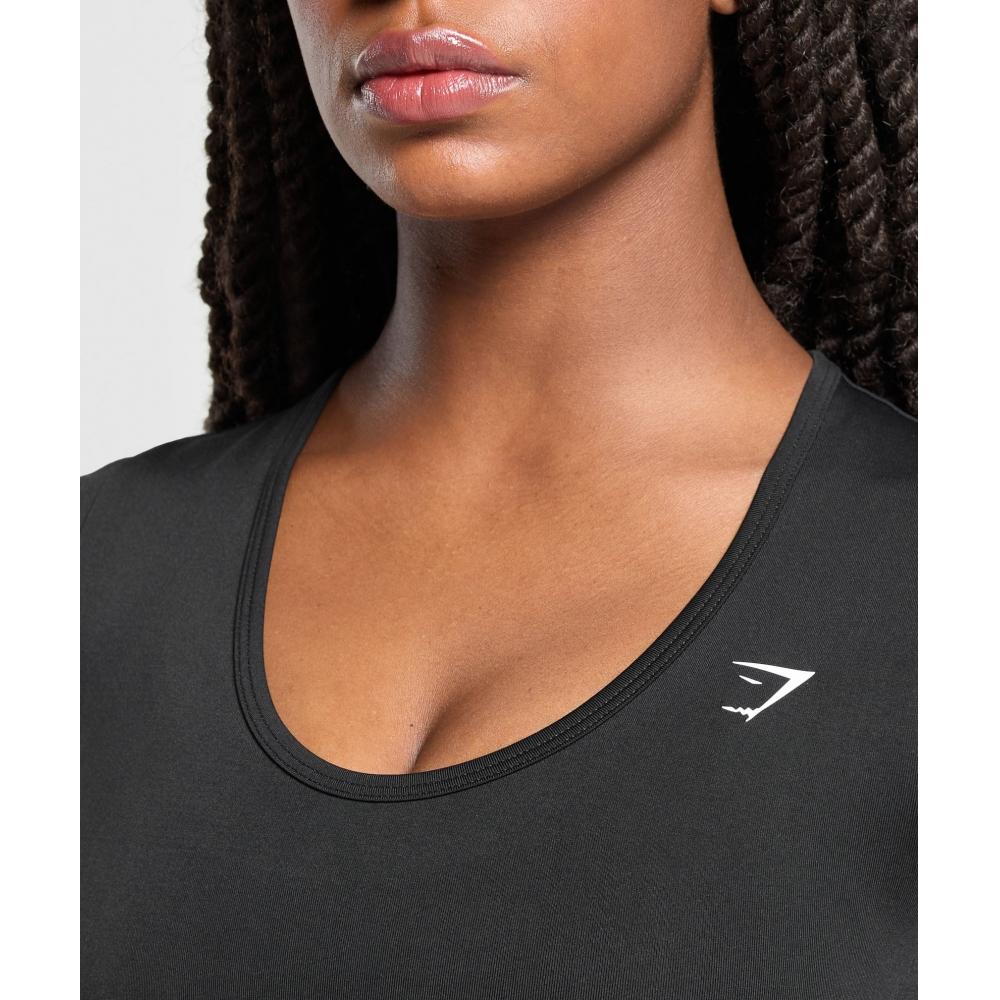 Gymshark Повседневная бесшовная облегающая футболка с круглым вырезом, черная B3b1o Bb2j
