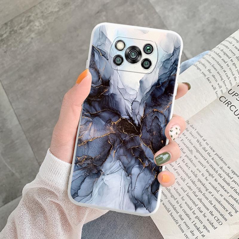 Чехол Poco X3 Pro Pocox3 NFC Роскошный Блестящий Золотая Фольга Океанский Мрамор Силиконовый Мягкий Чехол для Телефона для Xiaomi Poco X3 X5 X6 Pro