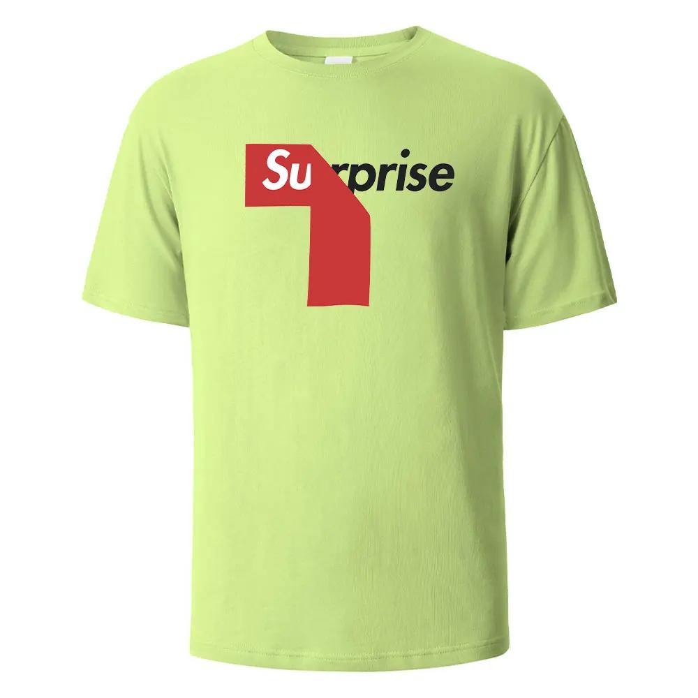 Surprise Print T-Shirt 100% Cotton Summer Tees For UnisexOversize Casual Tops