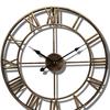 Large Outdoor Garden Wall Clock Metal Roman Numeral 40/47CM Round Face Black Gold Home Decoration