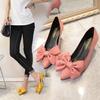New Pointed-Toe Suede Bow Women Shoes Slip-On Shallow Low-heels Pump Fashion Sheos Woman