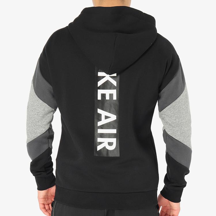 Nike Air Logo Color-Block Casual Sport Hooded Jacket Men Jackets Black 928630-010