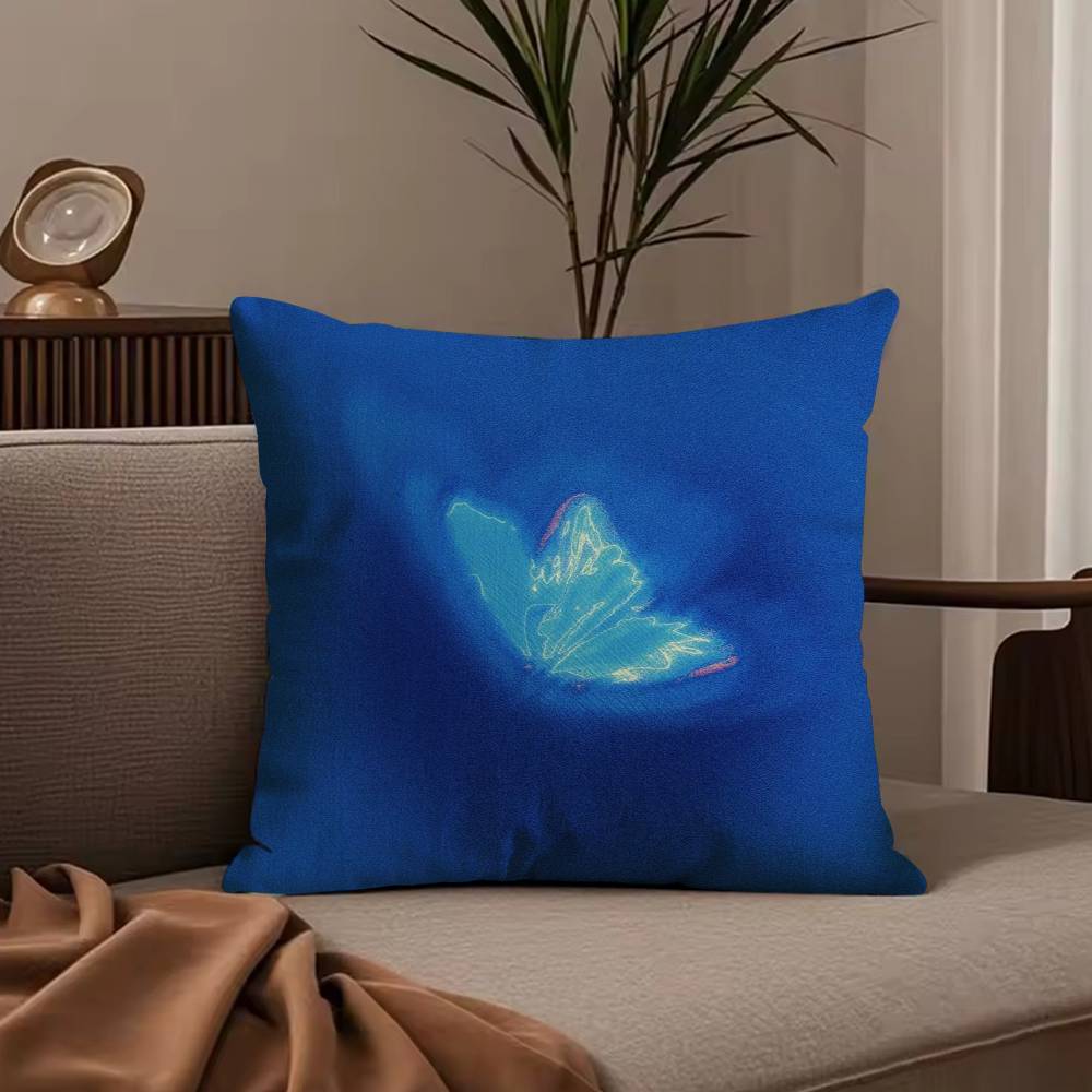 Anime Butterfly Pillow Case Anti-dustmite Pillowcase Invisible zipper silky short plush Sofa cushion cover