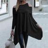 Women Pullover Blouse Irregular Off Shoulder Crew Neck Streetwear Hollow Out