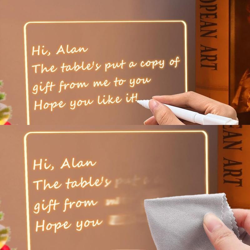 LED Drawing Board with Light, USB Powered Erasable 7 Color Message Note Board for Kids with Markers & Stand, Birthday Gift