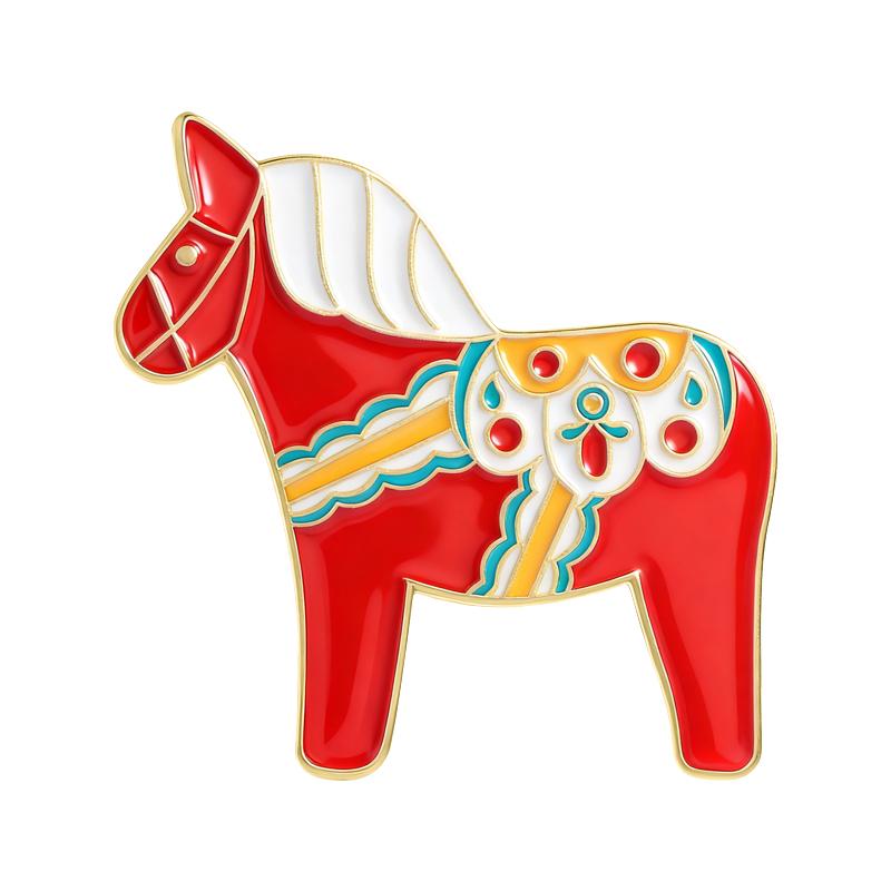 Cute Cartoon Horse Enamel Pins The Year of Horse Brooches Badges Simple Punk Cool Animal Jewelry Gift for Friends