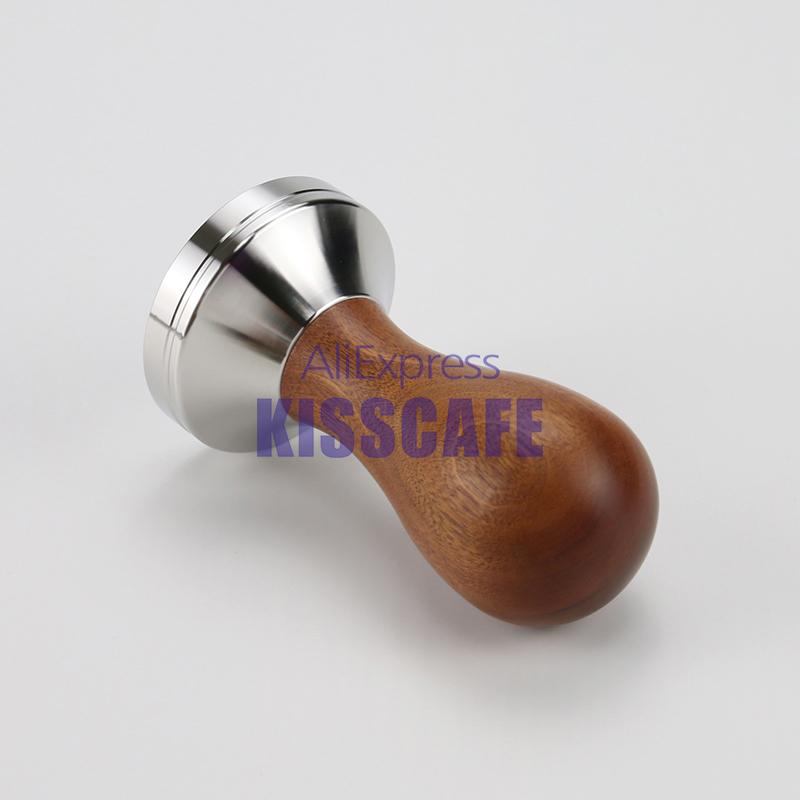 51MM 53MM 58MM Темпер для кофе Молоткообразный пресс для порошка Основа из нержавеющей стали 304 Ручка из массива дерева Красная Для кофейных аксессуаров Инструмент бариста