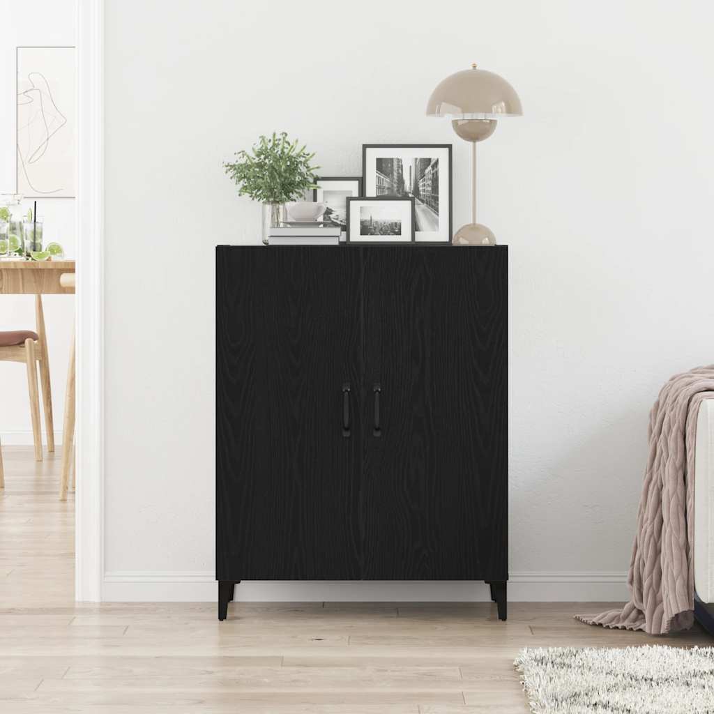 Sideboard in Black Oak Look 69.5 x 34 x 90 cm Engineered Wood