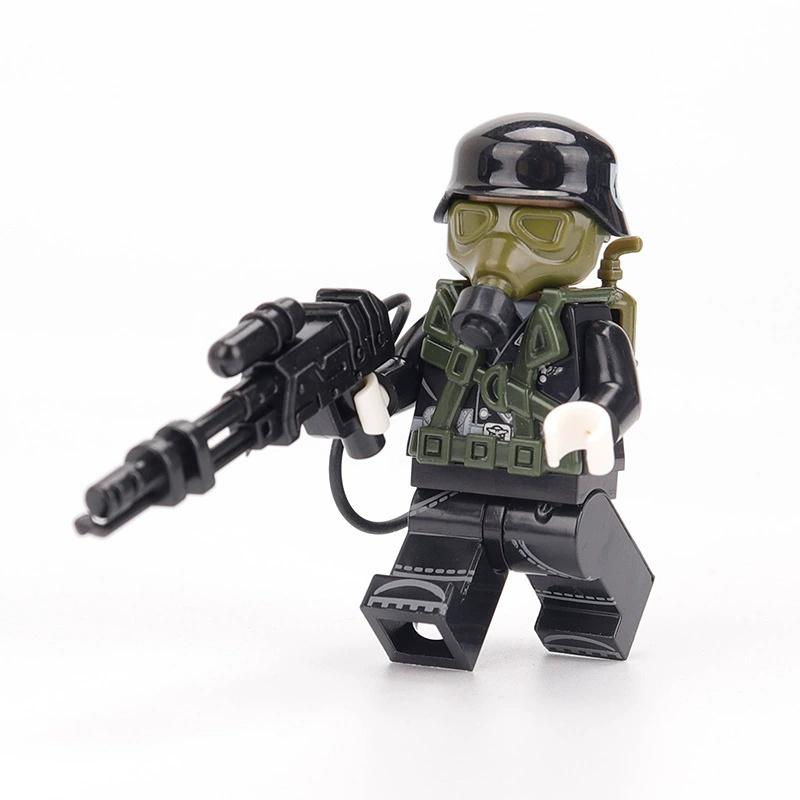 Военные строительные блоки Газовый солдат Огнемет Биохимическая кризисная база Сборка Игрушки для мальчиков