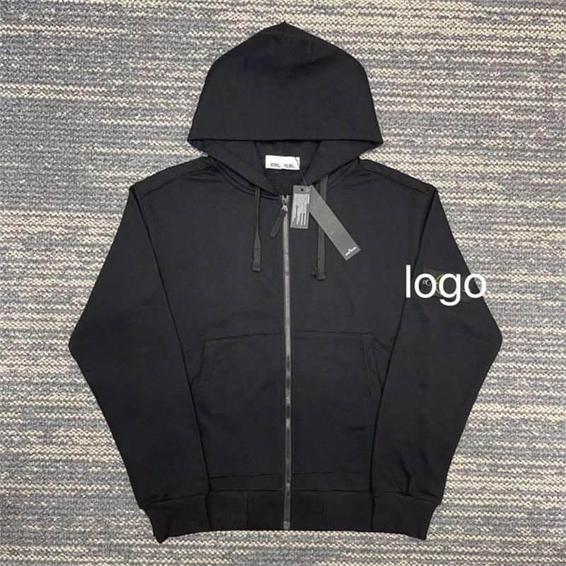 Унисекс Осенне-Зимняя Куртка-Толстовка с Капюшоном на Молнии с Нашивками