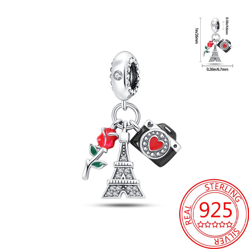 Copper Metal Paris Tower Aircraft Travel Charm Bead Component Pendant Bead Component Bead Components Compatible With Charm Bead Component Authentic