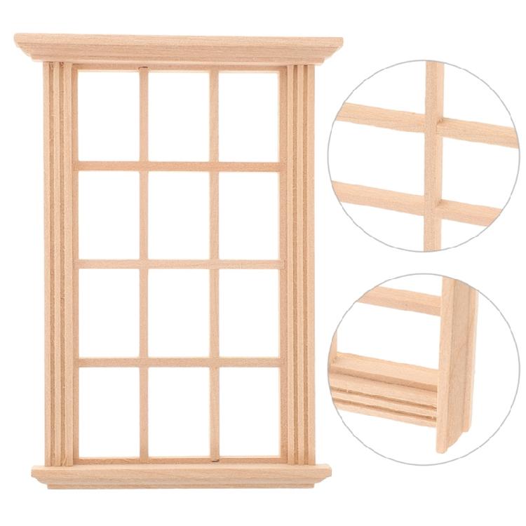 Multipurpose 4 Pieces Dollhouses Miniature Window 1 12 Scale Sturdy Wood Child Models for Home Display Solution