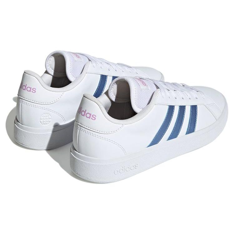 Adidas Neo Grand Court Base 2.0 Synthetic Leather Comfortable Versatile Slip-Resistant Durable Low-Top Skate Shoes Women Sneakers White Blue HP2591