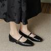 Retro Square Toe Women Mary Jane Shoes 2024 Spring New Genuine Leather Thick Heel Versatile High Heel Women's Shoes
