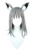 Cosplay Wig with Net, Shiroko Sand Wolf Style, Gray, with Ears, Heat Resistant, Costume Accessory
