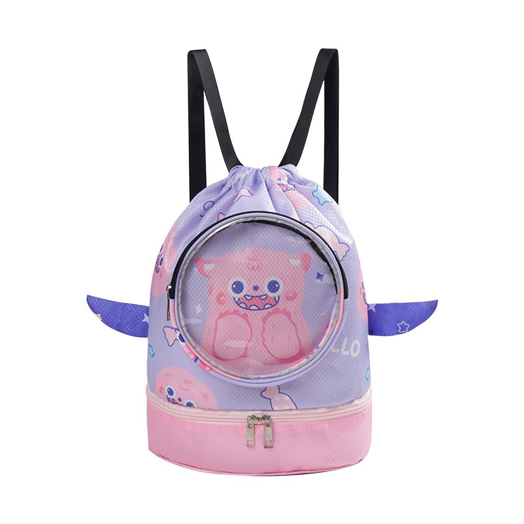 Детская сумка для плавания с разделением на влажную и сухую воду, водонепроницаемая сумка для хранения для мальчиков и девочек, спортивная портативная сумка для плавания на плечо с милым мультяшным рисунком