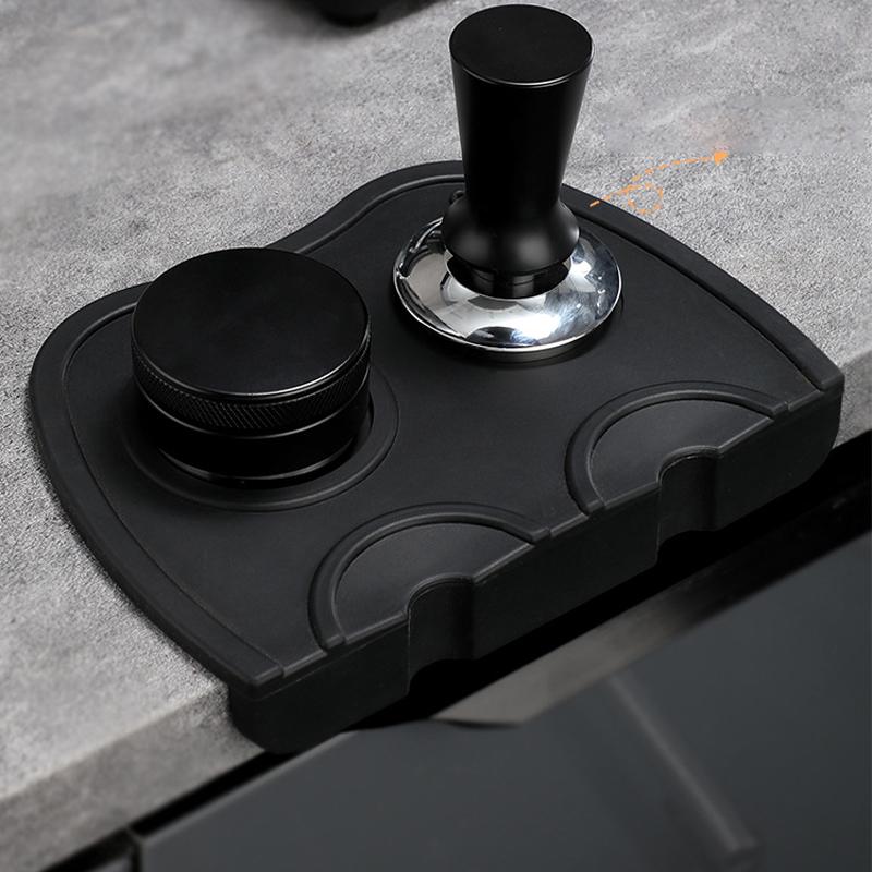 Silicone Non-slip Mat Coffee Tamper Mat Tamping Rest Holder Corner Edge Pad Black Base Office Bar Shop Silicone Espresso Station