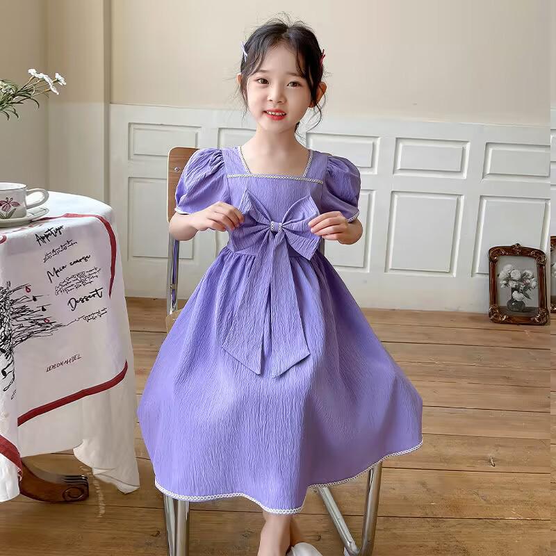 Летнее платье принцессы с рукавами-фонариками для девочек