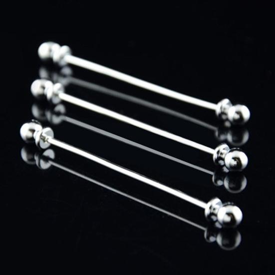 Men Copper Round Head Ball Tie Collar Bar Pin Brooch Screw Tip Wedding Decor