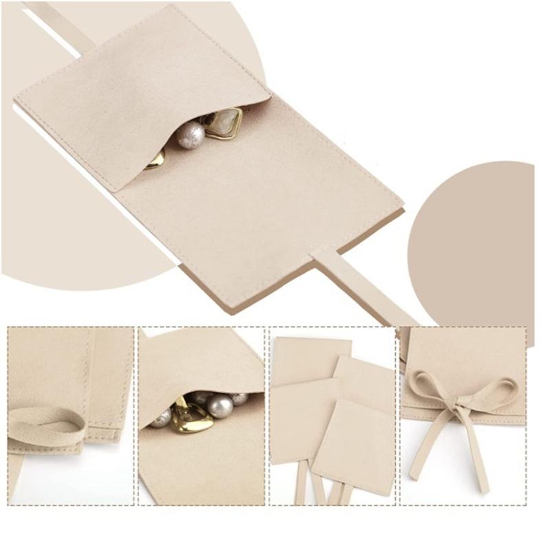 Jewelery Gift Bag Microfiber Jewellry Pouch with Ribbon Envelope Gift Packaging Organizer Bag for Earrings Necklace