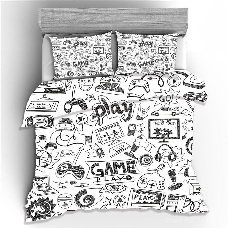 Fashion Black Family Game Gamepad 3d Bedding Set Adult Kids Gifts Pillowcase Duvet Cover Sets Bedroom Decor King Bed Linen Sets