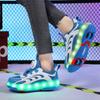 TUINANLE Светящиеся кроссовки с двумя колесами, светящаяся обувь для роликовых коньков, светодиодная обувь для девочек, зарядка через USB