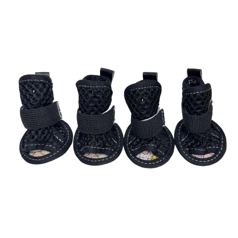 4Pcs/Set Soft Summer Dog Shoes Non-Slip Hollow Puppy Shoes Dog Paw Protector for Small Medium Dogs