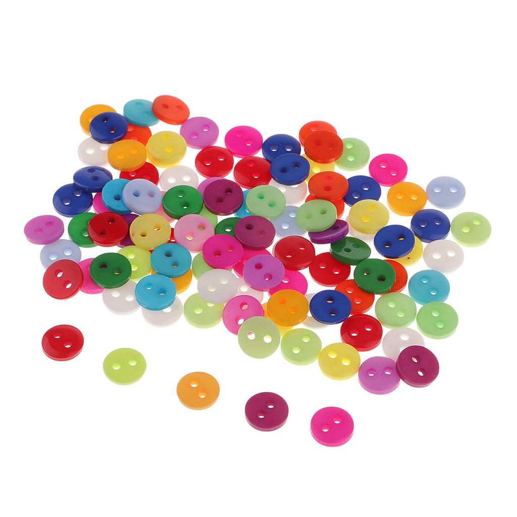 100 шт., круглая смоляная пуговица ярких цветов с 2 отверстиями для шитья, альбом для рукоделия, 6 мм