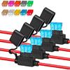Inline Fuse Holder 12V/24V Waterproof, 4 Pack Heavy Duty 12AWG Automotive Blade Fuse Block For Car Truck Marine Boat RV, Complete Kit With 40Pcs