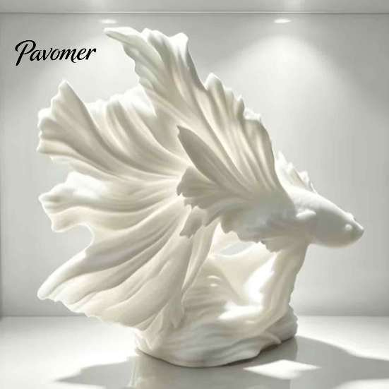 Graceful Fish Figurines Elegant Betta Sculpture Statue, 3D Printed Flowing Fins Sophisticated Display Pieces Figurine, Modern Art Ornament for Living