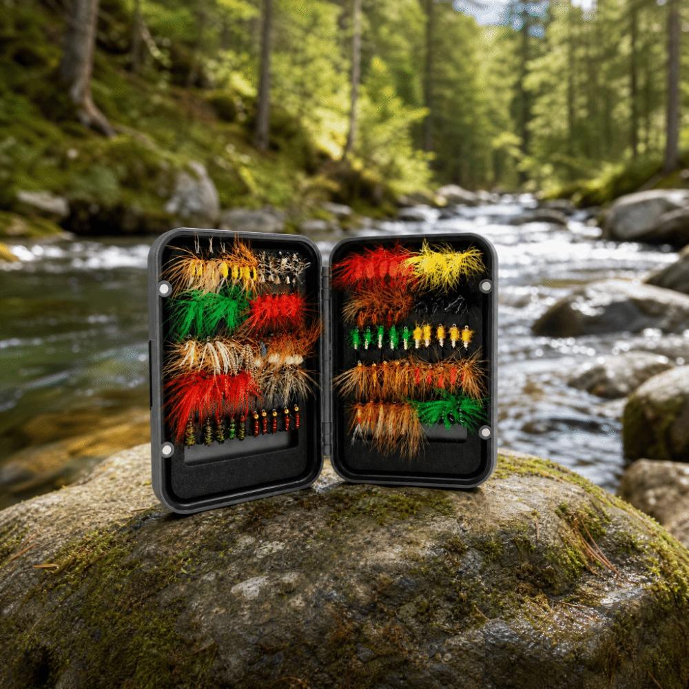 100PCS Handmade Fly Fishing Kit Lightweight Fly Fishing Lures Fly Fishing Flies Kit Trout Fishing