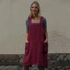 Women Bib Apron X Shape Back Bandage Design Wide Strap Large Pocket Apron Dress Kitchen Cooking Cleaning Tools