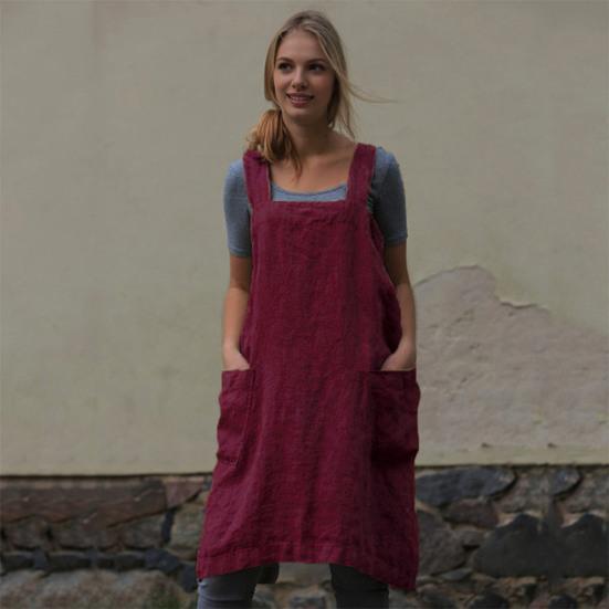 Женский нагрудник-фартук X-образной формы с повязкой на спине, широкий ремешок, большой карман, фартук, платье, кухонные принадлежности для готовки и уборки