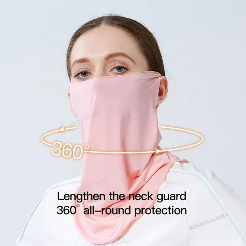 Women UPF50 Sunscreen Mask Outdoor Activities Ice Silk Face & Neck Cover Bandana with Instant Cooling 4-Way Stretch for Cycling