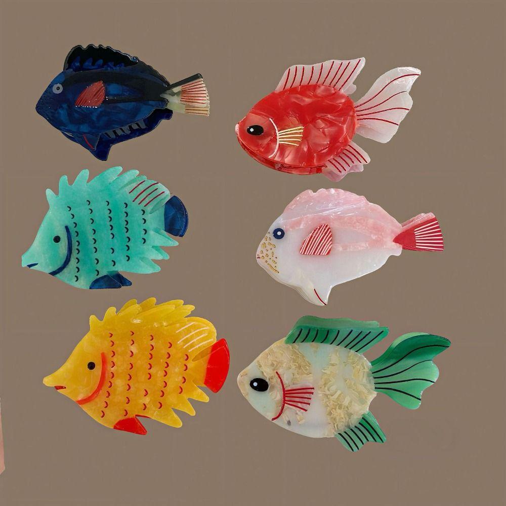 Colorful Marine Life Fish Hair Clip Large Fish Grab Clip Sweet Acetic Acid Hairpin  Streetwear