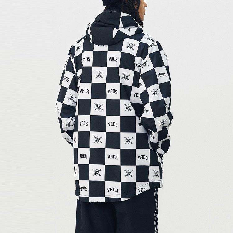 Vans Куртка с капюшоном и шахматным узором Skull Checkerboard, мужская куртка, черная VN0A54JXZ79