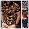 Men's Summer Fashion Leopard Print Casual Short Sleeve T-shirt Men