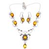 Citrine Quartz Gemstone Friends Jewelry Necklace Set 16-18''