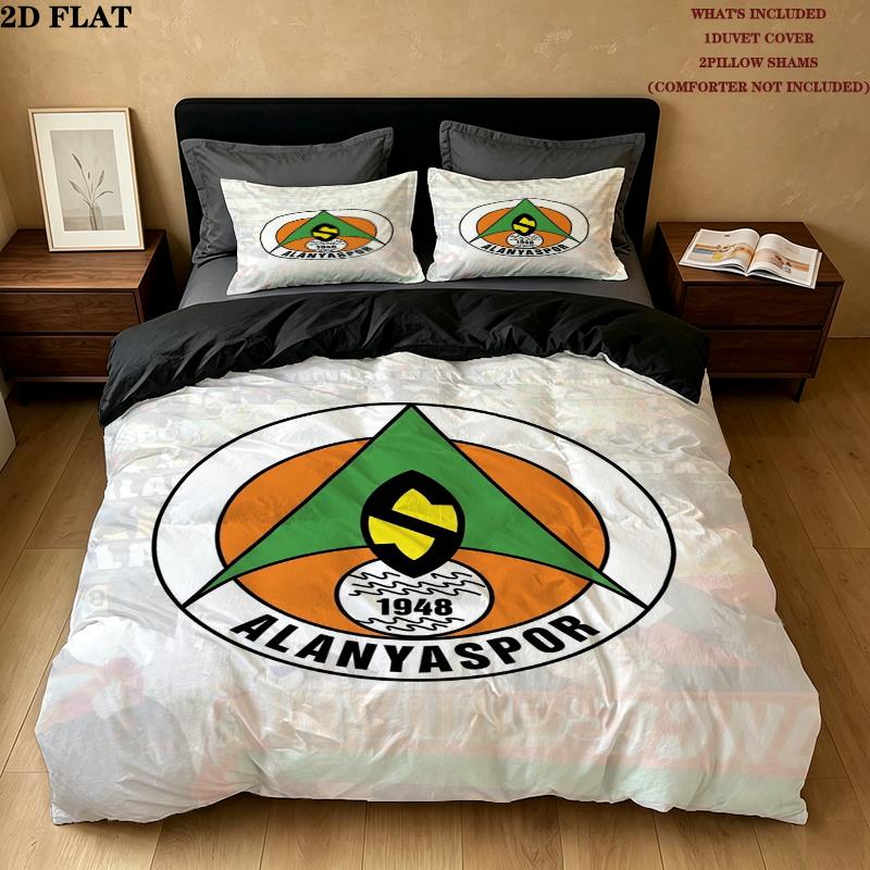 Alanyaspor Pattern Bedding uilt Set uilt Cover Pillowcase Home Decoration Birthday Gift (1 * duvet cover + 2 * pillowcase without core)